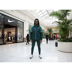 Nike‎ Hoodie Jacket DM8295-375 W - L/M - M Green Full-Zip Fleece Sweatshirt